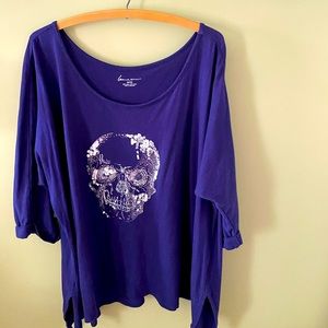 Lane Bryant Rhinestone Skull Top